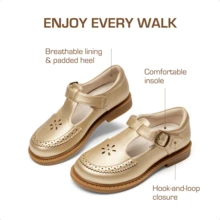 Girls Mary Jane Ballet Flats – School Uniform Dress Shoes For Toddler & Little Girls(Back To School Shoes) - 金色 - 查看 6