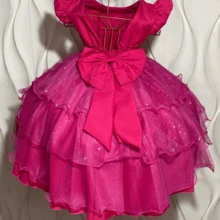 PINK PARTY DRESS WITH RUFFLE SHINE AND LACE BUST FOR LUXURY WEDDING SIZES 3 TO 12 D5008 - Pink - View 4