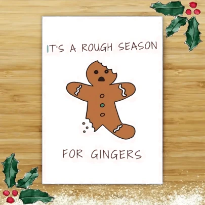 3 件异想天开的姜主题圣诞贺卡 - 独特、幽默、温馨的节日问候，适合丈夫、妻子、妈妈、儿子、男朋友和家人 - 送给朋友和爱人的完美礼物