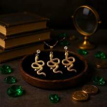 Women's Snake Necklace + Earring Kit Gold Plated - Mẫu 1 Lớn - Xem 4