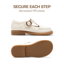 Girls Mary Jane Ballet Flats – School Uniform Dress Shoes For Toddler & Little Girls(Back To School Shoes) - 白色 - 查看 5