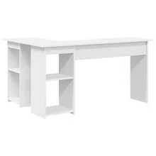 Escritorio blanco Larryhot, escritorio mediano de madera de ingeniería blanca, resistente y duradero, fácil de montar, hermoso, ideal para decoración del hogar y regalos.