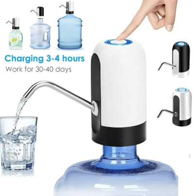 1 pieza Bomba de agua eléctrica recargable por USB, dispensador de agua para el hogar adecuado para la cocina, fiestas, camping, extracción automática de agua con un solo toque, gran capacidad de batería para múltiples usos