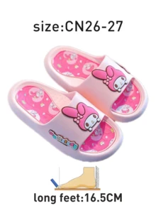 Sanrio Cute & Comfortable Summer Slippers(Pink-My Melody), Anti-Slip Sole, Lightweight & Soft, Indoor/Outdoor Cartoon Slide Sandals, with Multiple Sizes Available, Cute Cartoons Characters Designs, Parent-Child Matching