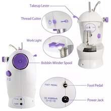 Mini máquina de coser portátil para el hogar, máquina de coser de prendas recargable, adecuada para uso doméstico y al aire libre. - Blanco - Ver 4