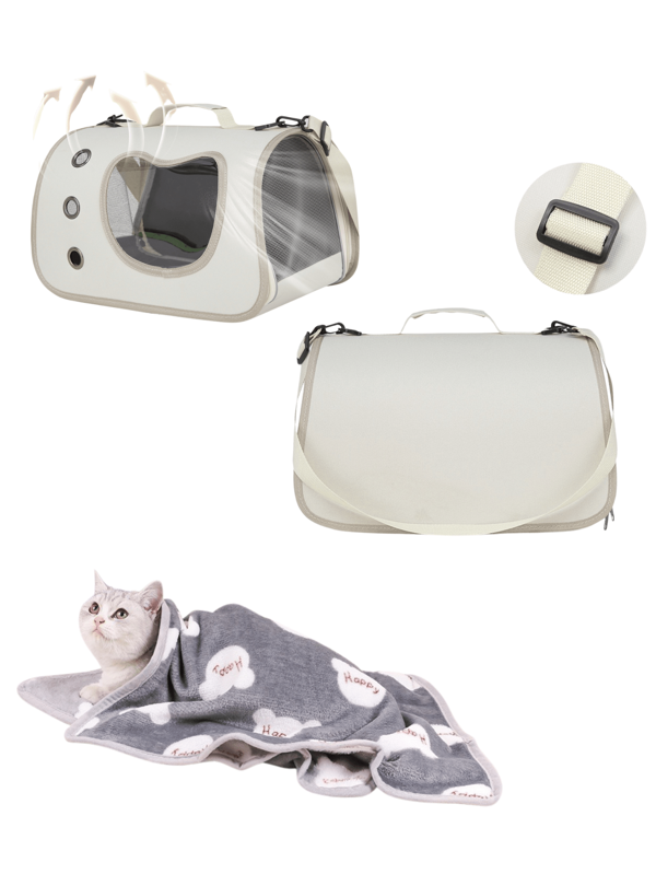2 PCS Of Large Cat Outing Large Space Handbag, Shoulder Bag, Can Be Handheld, Can Be Carried On The Back, Suitable For Cats, Light Material, Easy To Carry, Large Space Multi-Faceted And Breathable, Good Ventilation Cats Are More Comfortable, The Best Choice For Pets To Go Out, And The Appearance Is Fashionable