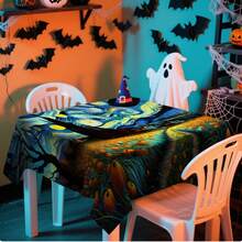 1/20pcs Halloween Tablecloth, Abstract Retro Pumpkin Pattern Tablecloth, Suitable For Halloween Party Decoration Tablecloth, Carnival Kitchen Table Decoration, Gift, Holiday Decoration, Room Decoration, Halloween Decoration