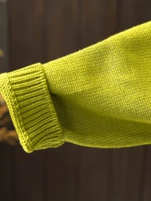 Women's Casual Plus Size Long Sleeve Cardigan With Side Pockets, Autumn/Winter - Matcha Green - View 5