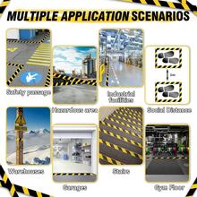 1卷黑色和黄色危险胶带警告安全条纹胶带用于地板标记，强力粘合耐磨防水警示胶带卷非常适合墙壁、地板、管道和设备