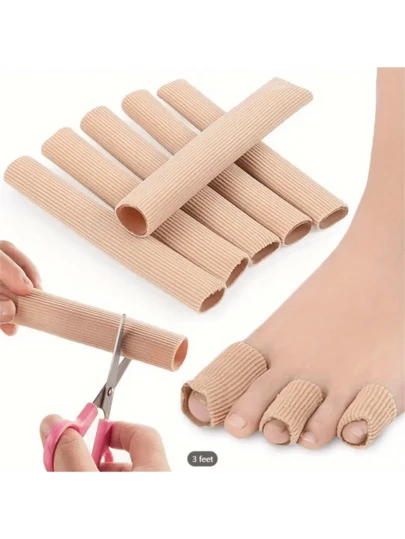 1pc Skin-Colored Fibrous Tubular Toe Gel Sleeve, Fabric Gel Bandage To Cover Fingers And Toes, Soft Cushion Insoles, Relieve Toe Discomfort, Suitable For Men And Women, Can Be Cleaned Day And Night