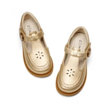 Girls Mary Jane Ballet Flats – School Uniform Dress Shoes For Toddler & Little Girls(Back To School Shoes) - 金色 - 查看 4