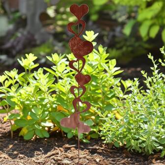 1 pièce Décoration de jardin en métal rustique en forme de cœur - Thème de l'amour romantique, conception de cœur entrelacé et d'œil, décoration extérieure durable, convient pour mariage, fête des mères, Pâques, Noël - Cadeau parfait pour le jardin, la terrasse, le balcon, la décoration d'extérieur