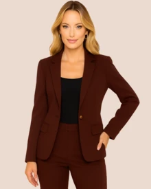 Women's Modern Tailored Blazer – Elegance And Comfort In The Look - Rust Brown - View 3