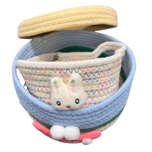 1pc Highly Practical Cotton Woven Storage Basket, Great For Organizing Snacks, Cosmetics, Face Masks, Etc. Essential Desktop Organizer!