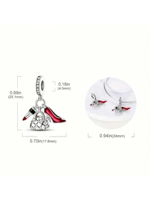 1 Set de bolso con lazo y dije con forma de tacón alto con cuentas, joyería elegante para damas, apta para manualidades de collares o pulseras, para uso diario o como regalo