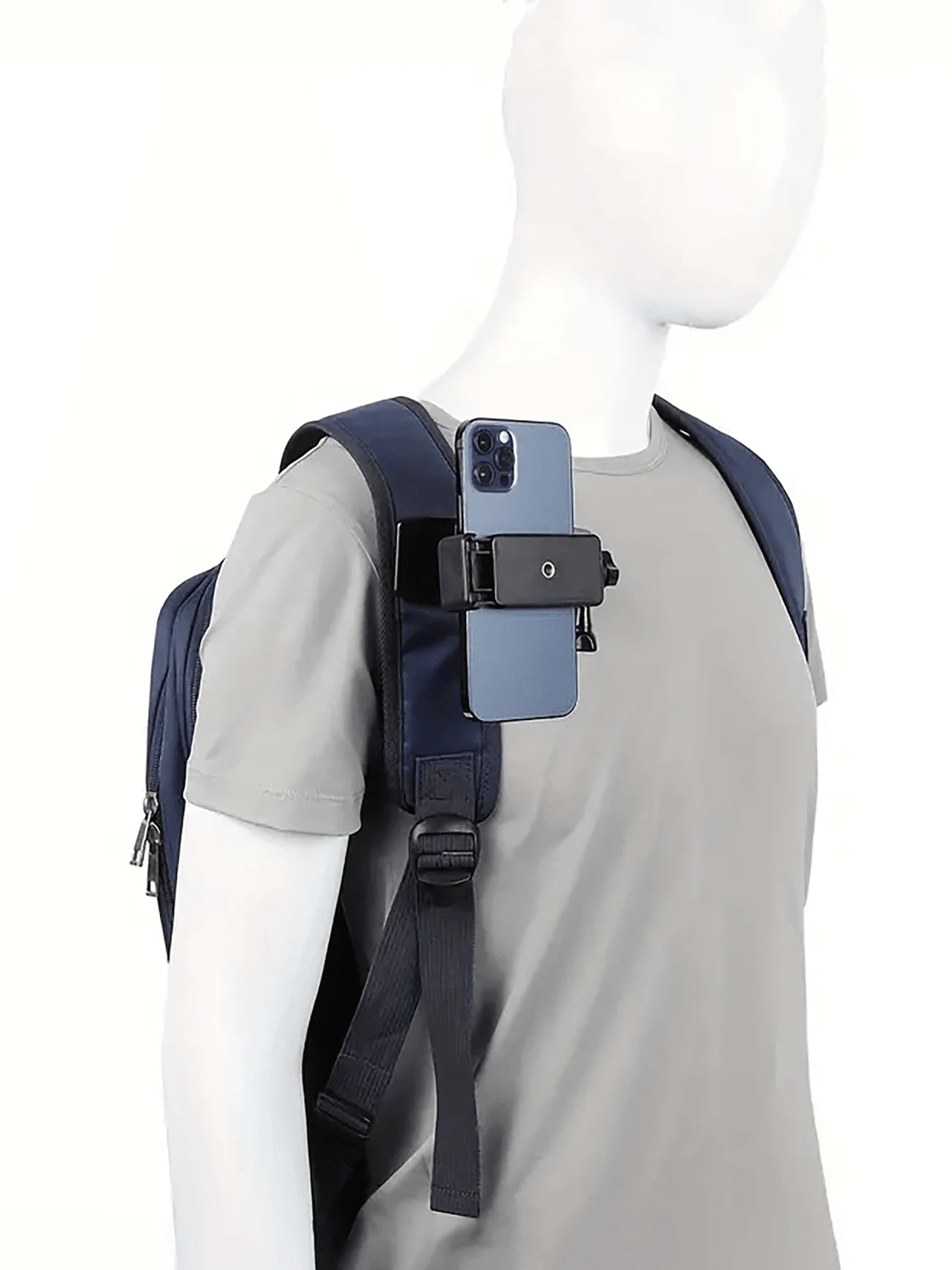 ABS Plastic Smartphone Shoulder Mount Clip, Adjustable First-Person View Video Recording And Live Streaming Holder, Backpack Strap Attachment For Outdoor Vlogging