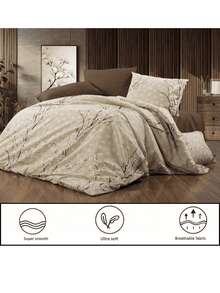 Duvet Set | Flat Sheet Included As A Gift | Single Size 150*200 Cm (1 Duvet Cover – 1 Pc + 1 Pillowcase – 1 Pc) Or Double Size 200*200 Cm (1 Duvet Cover – 1 Pc + 2 Pillowcases – 2 Pcs) | Soft & Breathable For All Seasons - Yellow - View 4