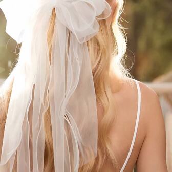 1 件装简约蝴蝶结设计新娘螺旋发夹，适合女士