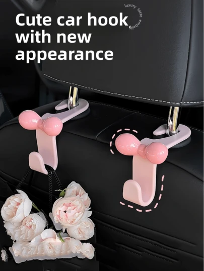 1 cái/2 cái/4 cái Móc nơ Dopamine Nơ hồng Kiểu dáng dễ thương cho ghế ô tô hàng ghế sau Móc treo đồ trên ô tô Móc treo lưng ghế ô tô