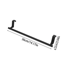 1pc Stainless Steel Towel Rack - Strong Adhesive Hook, Suitable For Bathroom, Kitchen Cabinet | Can Hang Towels, Dishcloths, Gloves | Space-Saving & Anti-Rust Design - Black - View 2