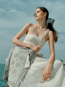 1个超大复古发圈，适合海滩度假，高端大气，百搭时尚发饰，发绳，发圈，发圈，洗脸，马尾辫发饰，弹力发带 - 彩色 - 查看 5