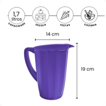 Kit Of 4 Plastic Juice Jugs 1.7L Premium Material, Resistant For Picnics, Schools, Daycare Centers