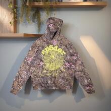 Spider Web Fashion Hip-Hop Printed Flower Hoodie, European And American  Brand Large-Sized Loose Men's And Women's Hooded Sweatshirt Set - Multicolor - View 2