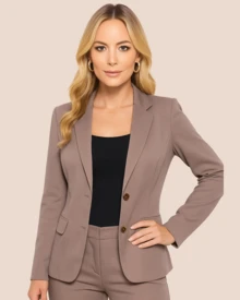 Women's Modern Tailored Blazer – Elegance And Comfort In The Look - 摩卡棕 - 查看 3