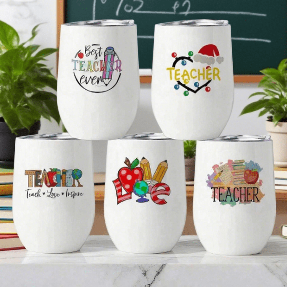 Teacher Appreciation Tumbler - 12oz Stainless Steel, Eggshell Shaped, Insulated Lid, Portable Travel Cup, All-Season Drinkware, Perfect Teacher Gift Back To School Back To School