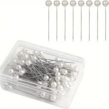 100/200/300/500pcs Round Pearl Head Pins, Quilting Pins, Fabric Pins, For Handcraft, Sewing, Edging Craft, Jewelry Components Decoration Wedding Pearl Flower Pins