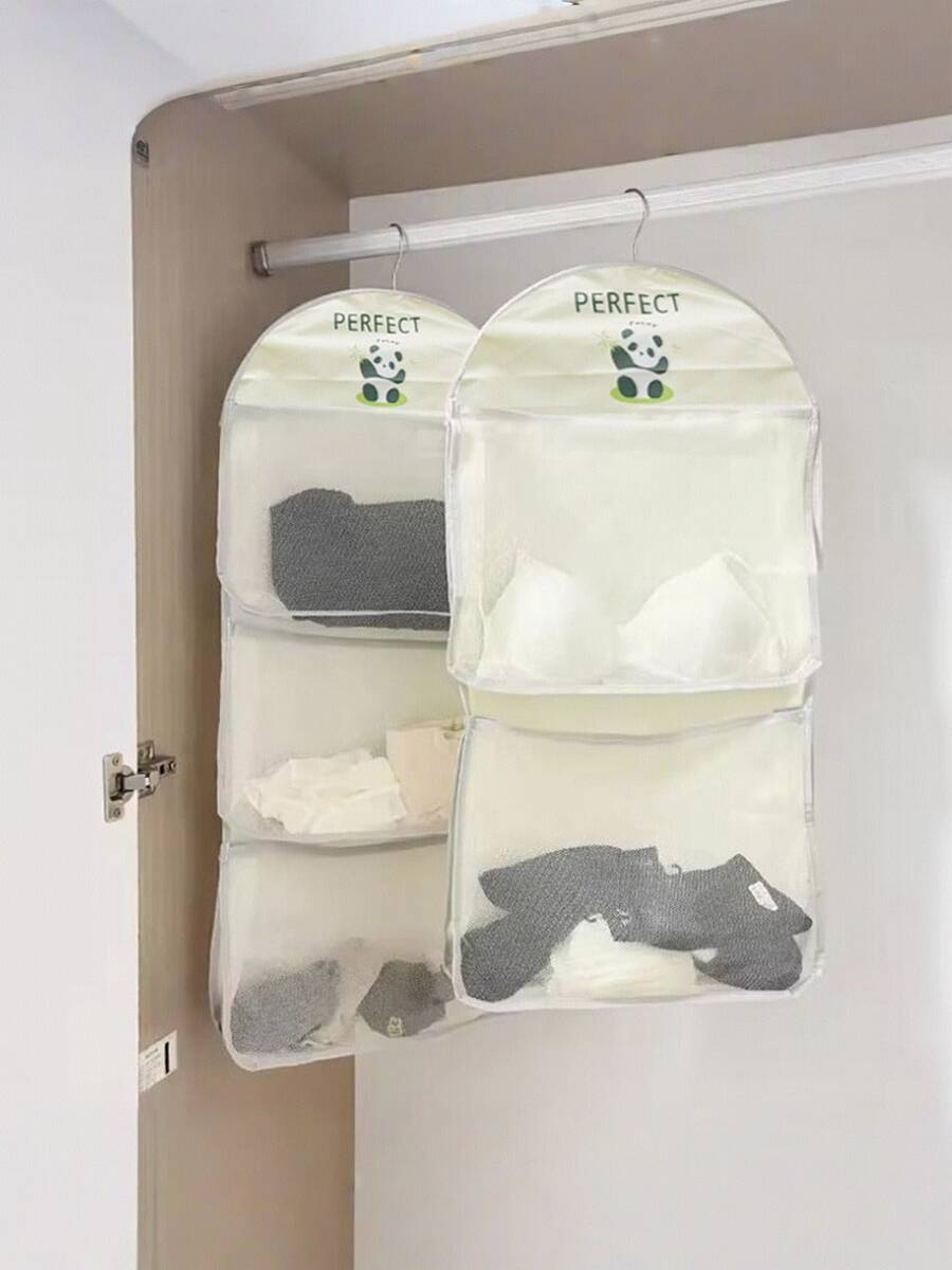 1 件多层悬挂式衣柜收纳盒，专为袜子和内衣设计，配有带口袋的独立织物网状储物袋，壁挂式衣柜隔板，适用于卧室