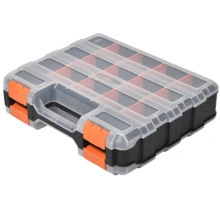Double Side Tool Storage Box With Removable Plastic Partition, Screw Storage Box, Hardware Box Storage, 34-Compartments, Excellent For Screws, Nuts, Small Parts, Black/Orange - Yellow Black White Mixed Color - View 5