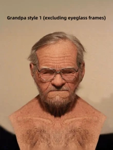 1 件逼真的老人/女人面罩，乳胶老人角色扮演道具面罩，万圣节服装配饰 - 彩色 - 查看 6