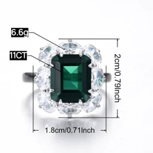 Dissoo 1pc 2025 New 925 Silver Ring, Elegant Square Green Synthetic Zirconia Inlaid Ring, Women's Jewelry Ring, Gift For Back To School, Beach Party, Banquet, Partner