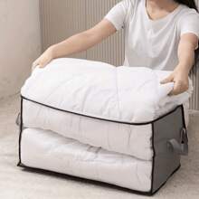 1 pieza Caja de almacenamiento de ropa plegable, bolsa de almacenamiento de gran capacidad, bolsa de almacenamiento de edredón de tela no tejida, bolsa de almacenamiento y transporte de edredón, bolsa de almacenamiento de equipaje de ropa, para almacenamiento y organización estacional