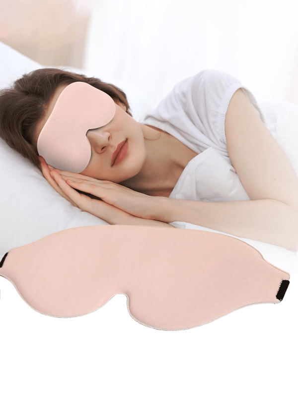 1pc Sleep Mask, 3D Deep Contoured Eye Mask Sleeping For Men And Women, Suitable Side Sleeper, 100% Light Blocking Blindfold & Eye Cover, Soft Comfort Eye Shade For Night Shift Travel Yoga Nap, Black And Pink