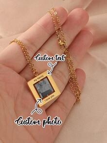 Personalized Photo Envelope Necklace With Custom Text, Openable Envelope Pendant, Gift For Valentines Day, Anniversary