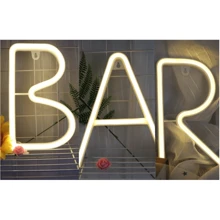 1 pezzo Luce a LED a forma di lettera "Bar", lampada alfabeto a luce bianca calda, combinazione di parole DIY BAR adatta per bar, taverna, festa, compleanno, campeggio, zona pranzo, corridoio, dormitorio, camera da letto, spuntino notturno, ristorante e scene di festa, decorazione per San Valentino, Festa della Mamma, Ognissanti, Natale e altre vacanze - funzionamento a batteria (batterie non incluse)