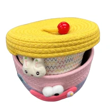 1pc Highly Practical Cotton Woven Storage Basket, Great For Organizing Snacks, Cosmetics, Face Masks, Etc. Essential Desktop Organizer!