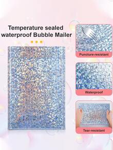 10/20/30/40/50pcs Metal Bubble Mailers, Holographic Bubble Envelopes, Polyethylene Padded Envelopes, Waterproof Self-Seal Shipping Bags, Foil Glitter Glamour Shipping Envelopes, Holographic Cushion Envelopes, Suitable For Books, Clothes, Cosmetics, Jewelry, Silver - Multicolor - View 6