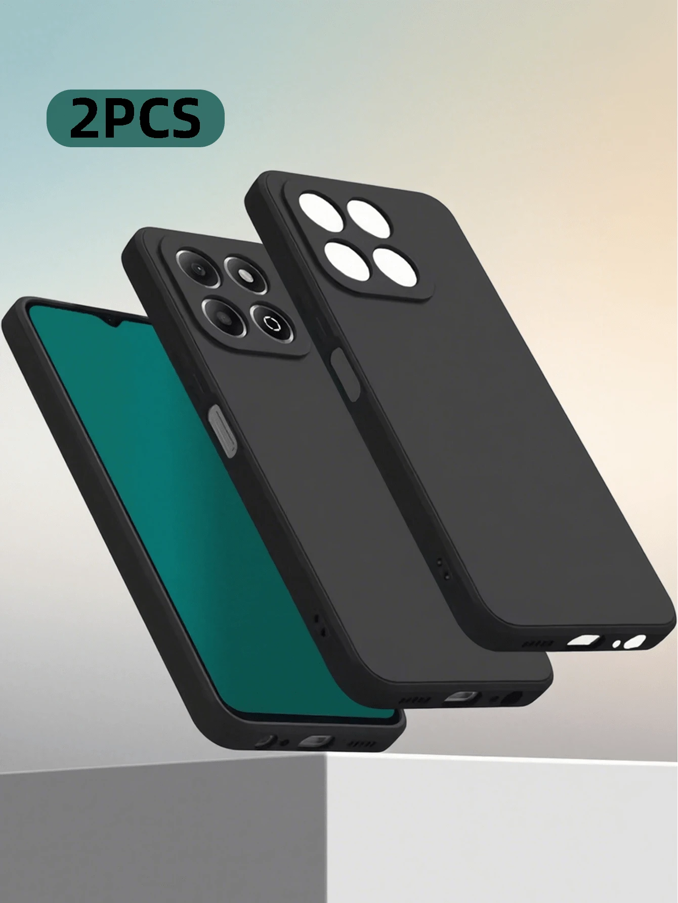 Solid Color Matte Black TPU Silicone 2pcs Honor Phone Case With Camera Protection Soft Lining Ultra-Thin Fit Flexible Back Cover Suitable For Huawei Honor Phones Waterproof Shockproof Anti-Fall Anti-Scratch Birthday Gift - Black - View 1