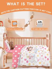1/2 piezas Juego de cuna para bebé con diseño de niña de ballet, cisne, a juego con lunares, estrellas y otros elementos, sin relleno, para niños y niñas - Multicolor - Ver 3