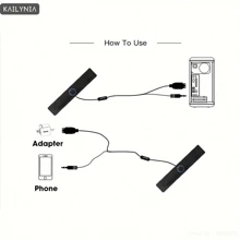kailynia 电脑扬声器，USB 供电 PC 扬声器有线立体声桌面扬声器适用于电脑、台式机、笔记本电脑、PC、平板电脑、手机、CD 播放器、音箱 >3.5 毫米、电视屏幕、扬声器、扬声器 - 黑色 - 查看 5