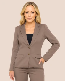 Women's Modern Tailored Blazer – Elegance And Comfort In The Look - 摩卡棕 - 查看 1
