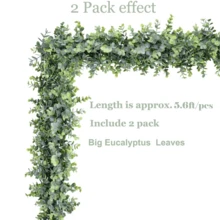2/3/4 Pcs Faux Eucalyptus Garland Plant, Green Artificial Plant, ,5.6feet/1.8m. Artificial Vines Hanging Eucalyptus Leaves Greenery Garland For Wedding Backdrop Arch Wall Décor. - 2個 - 查看 5