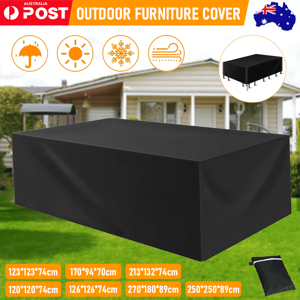 Outdoor Patio Table Chair Cover Black Square 210D Oxford Cloth Furniture Covers, UV Resistant, Durable Waterproof Dust-Proof Outdoor Cover For Garden