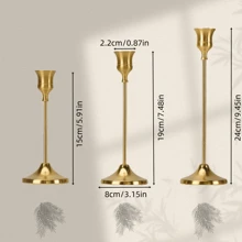 12PCS/6PCS Metal Candle Holders Set, Metal Desktop Candle Holders For Pillar And Cone Candles, Elegant Centerpiece Decor For Home, Wedding, Party, Anniversary (Candles Not Included)
