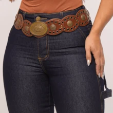 Women's Carpenter Jeans, Premium Reinforced Fabric, Simple, Pocket, Button, Zipper, Daily - Dark Female Carpenter - View 2