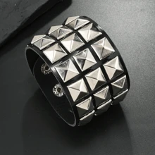 1 pieza Brazalete cuadrado de estilo punk con remaches, personalizado de estilo callejero para uso en discotecas, Halloween, uso casual y como regalo, brazalete