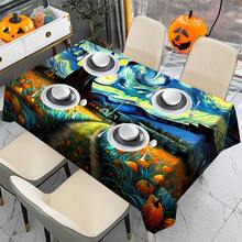 1/20pcs Halloween Tablecloth, Abstract Retro Pumpkin Pattern Tablecloth, Suitable For Halloween Party Decoration Tablecloth, Carnival Kitchen Table Decoration, Gift, Holiday Decoration, Room Decoration, Halloween Decoration